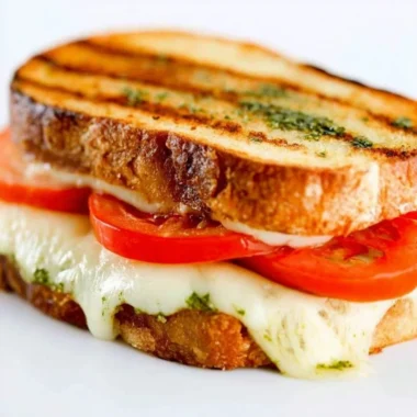 Grilled Caprese Sandwich with fresh mozzarella, tomatoes, and basil