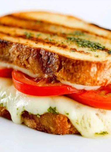 Grilled Caprese Sandwich with fresh mozzarella, tomatoes, and basil