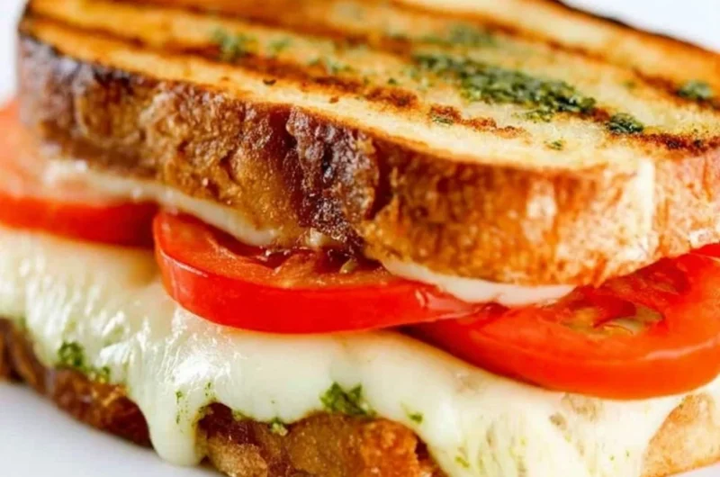 Grilled Caprese Sandwich with fresh mozzarella, tomatoes, and basil