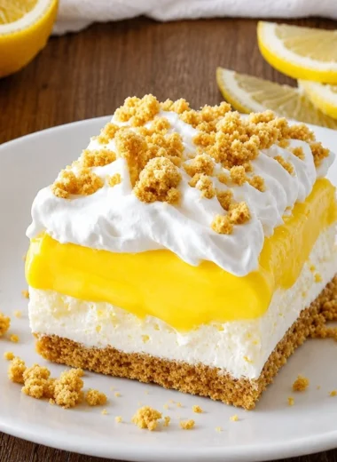 Delicious Heavenly Oreo Lemon Dessert with lemon filling and Oreo crust