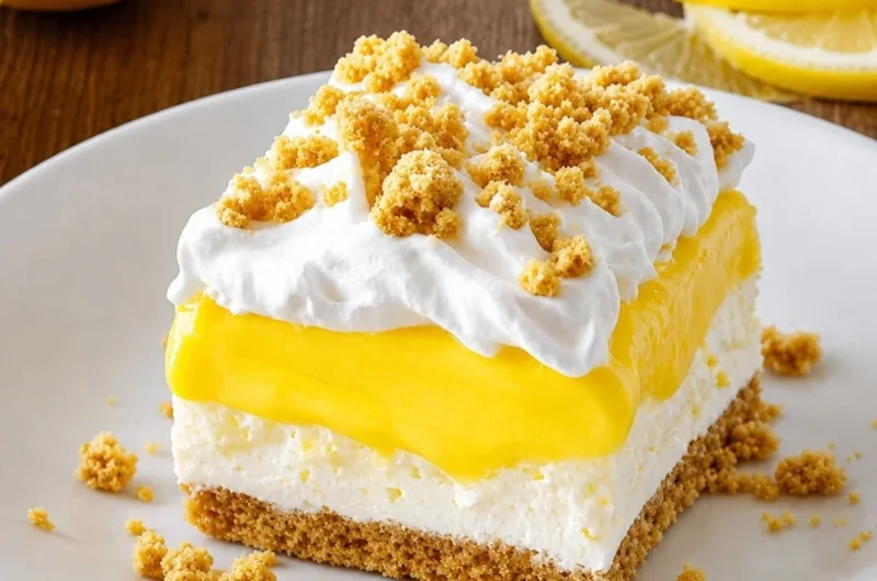 Delicious Heavenly Oreo Lemon Dessert with lemon filling and Oreo crust