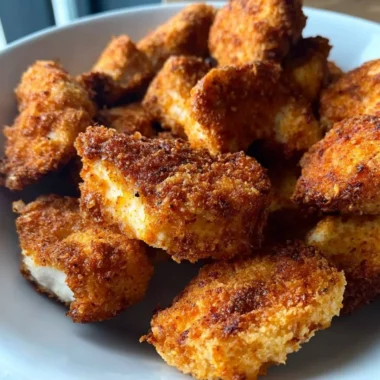 Crispy Keto Air Fryer Chicken Nuggets served on a plate