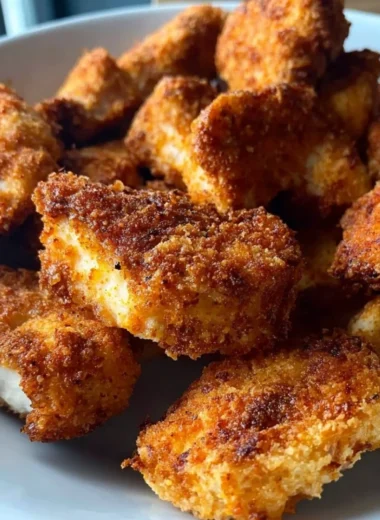 Crispy Keto Air Fryer Chicken Nuggets served on a plate