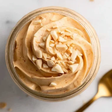 Delicious Keto Peanut Butter Mousse in a bowl with a spoon