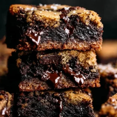 Delicious brown butter brookies with a gooey brownie layer and cookie topping.
