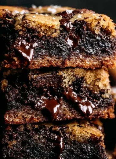 Delicious brown butter brookies with a gooey brownie layer and cookie topping.