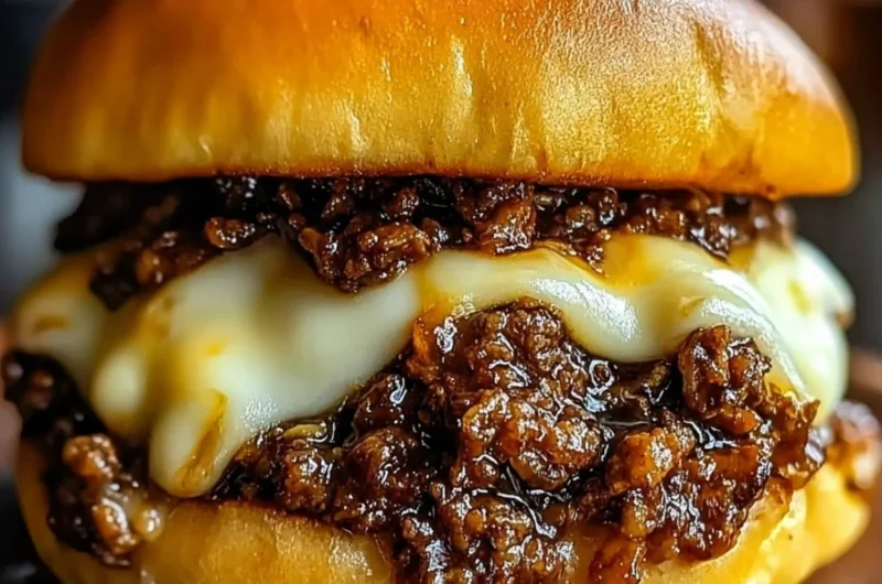Cheesy Philly Cheesesteak Sloppy Joes prepared in a skillet