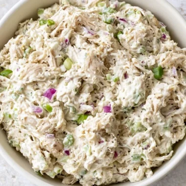 Delicious chicken salad made with fresh vegetables and herbs