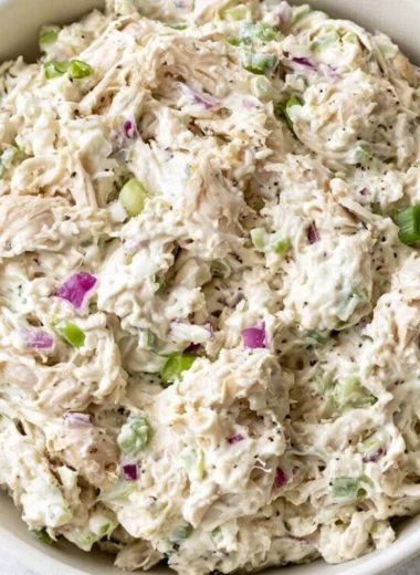 Delicious chicken salad made with fresh vegetables and herbs
