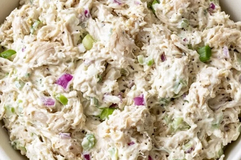 Delicious chicken salad made with fresh vegetables and herbs