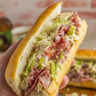 Chopped Italian Sandwich with fresh ingredients and herbs
