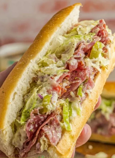 Chopped Italian Sandwich with fresh ingredients and herbs