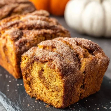 Cinnamon Swirl Pumpkin Bread Minis fresh out of the oven, perfect for fall snacking.