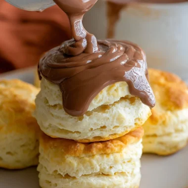 Delicious creamy Southern chocolate biscuit gravy served in a bowl
