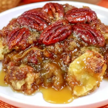 Dixie's Pecan Pie Cobbler served in a dish, featuring pecans and a golden crust.