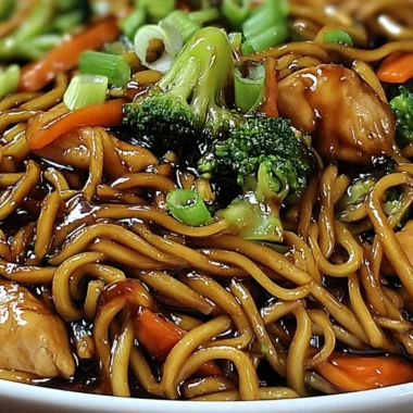 Extra Saucy Garlic Chicken Lo Mein with noodle and chicken