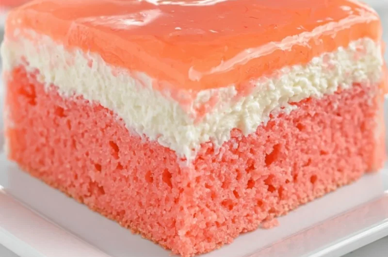 Delicious slice of Hawaiian Guava Cake topped with fresh guava slices