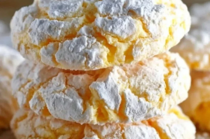 Lemon Cool Whip Cookies displayed on a plate, showcasing their bright yellow color and soft texture.