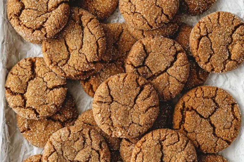 Baked old fashioned soft molasses sugar cookies on a cooling rack