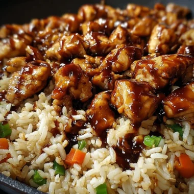One-Pan Honey BBQ Chicken Rice served in a vibrant dish, ready to enjoy.