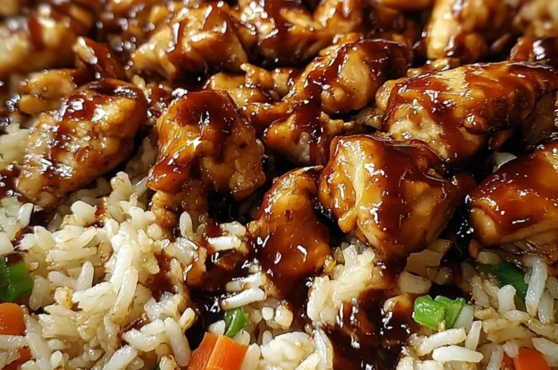 One-Pan Honey BBQ Chicken Rice served in a vibrant dish, ready to enjoy.