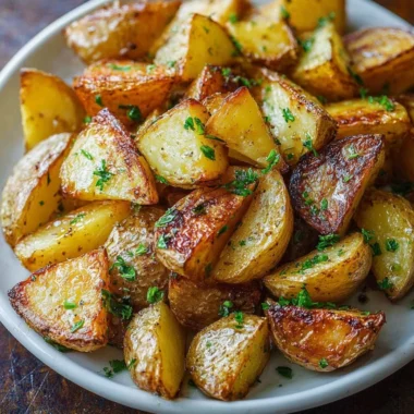 Deliciously crispy perfect roasted potatoes on a plate
