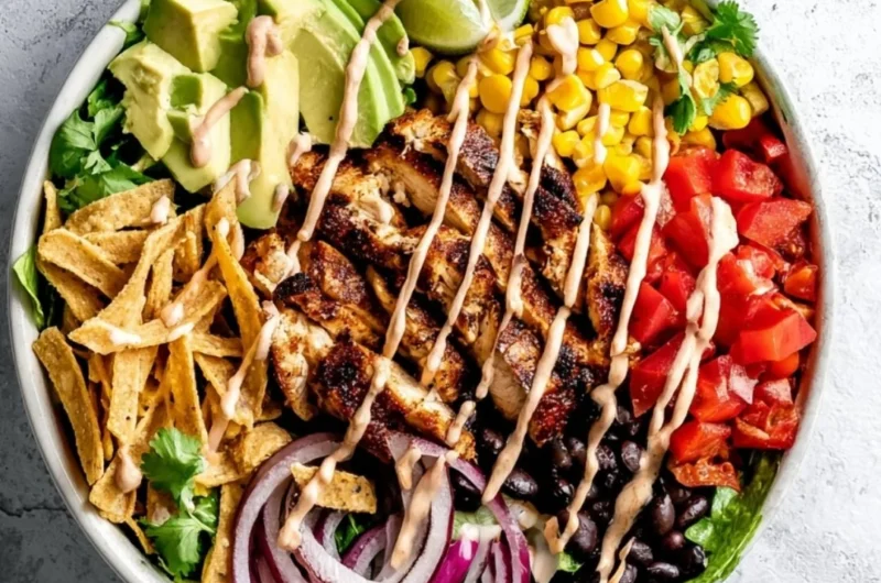 Spicy Southwest Avocado Chicken Salad with fresh ingredients and vibrant colors