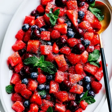 Fresh watermelon salad with mint and feta cheese