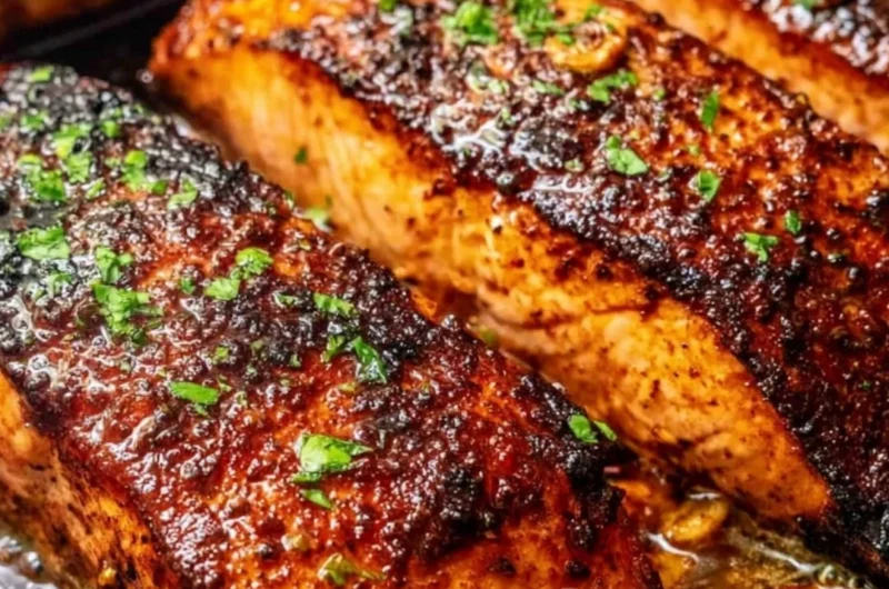 Delicious Cajun Honey Butter Salmon served with sides.