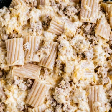 Delicious homemade cheeseburger pasta served in a bowl