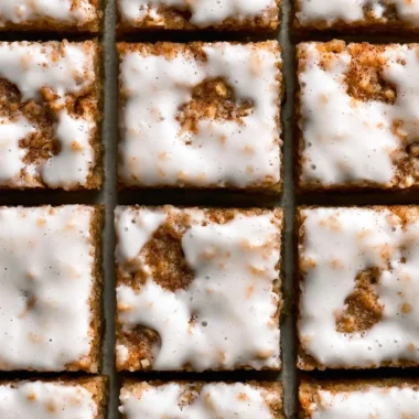 Delicious iced oatmeal cookie bars topped with smooth icing