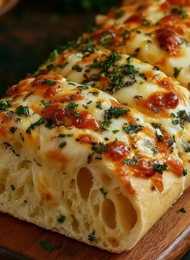 Delicious Italian herb and cheese bread fresh out of the oven.