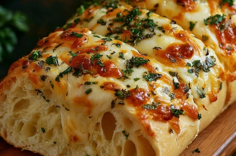 Delicious Italian herb and cheese bread fresh out of the oven.