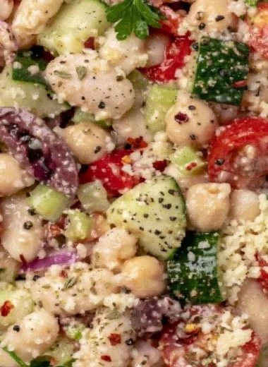 Italian White Bean Salad with fresh vegetables and herbs