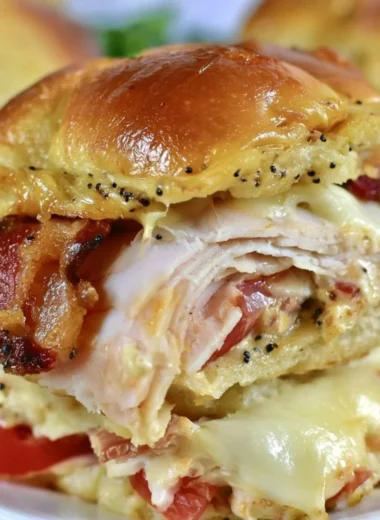 Delicious Kentucky Hot Brown Sliders ready to serve.