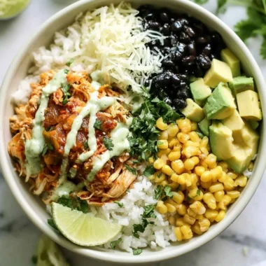 Mexican-inspired slow cooker chicken bowl with vibrant ingredients