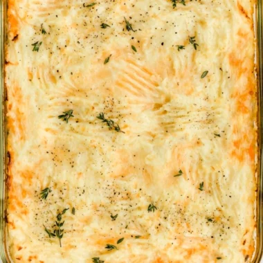 Delicious homemade Shepherd's Pie with meat and mashed potatoes