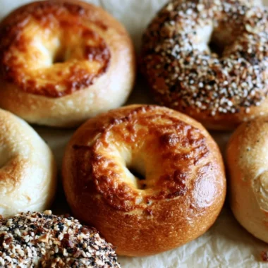 Homemade sourdough bagels fresh out of the oven