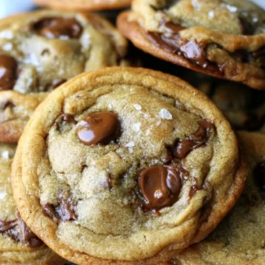 Delicious brown butter chocolate chip cookies on a plate