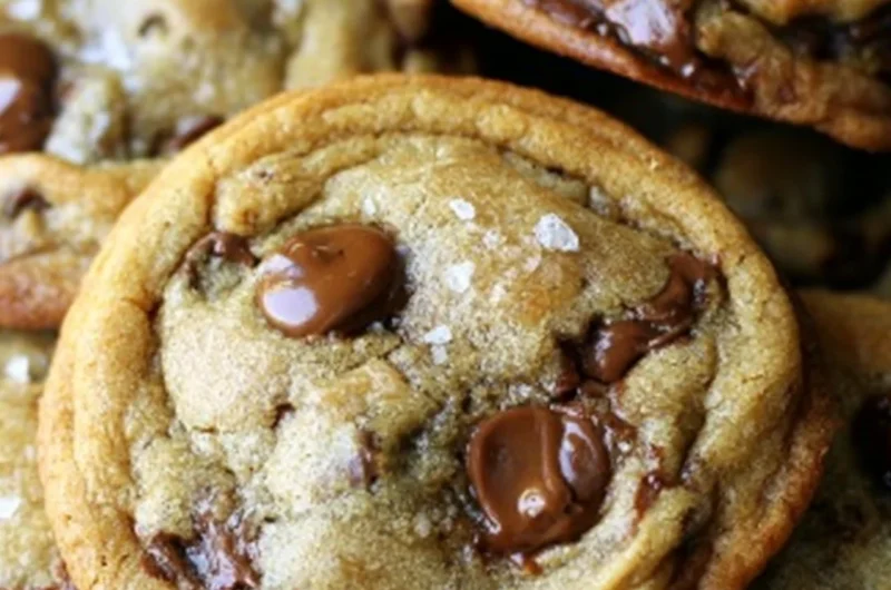 Delicious brown butter chocolate chip cookies on a plate