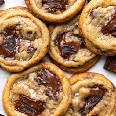 Delicious brown butter chocolate chip cookies fresh out of the oven