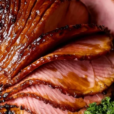 Delicious Maple Bourbon Glazed Ham ready for dinner table