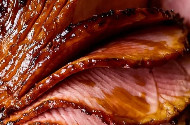 Delicious Maple Bourbon Glazed Ham ready for dinner table